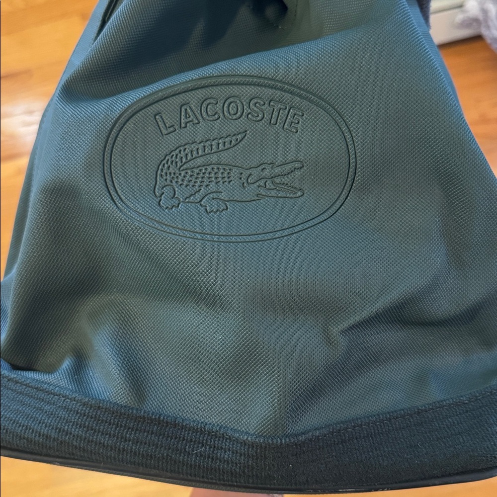 Vintage Green Lacoste Logo Canvas Bucket Bag drawstring tote unisex purse travel - Picture 6 of 12